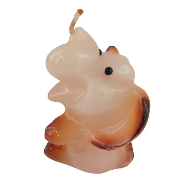 Small Wax Elephant Candle Decorative Kitsch Animal – Orange & Brown Collectible - Picture 2 of 10